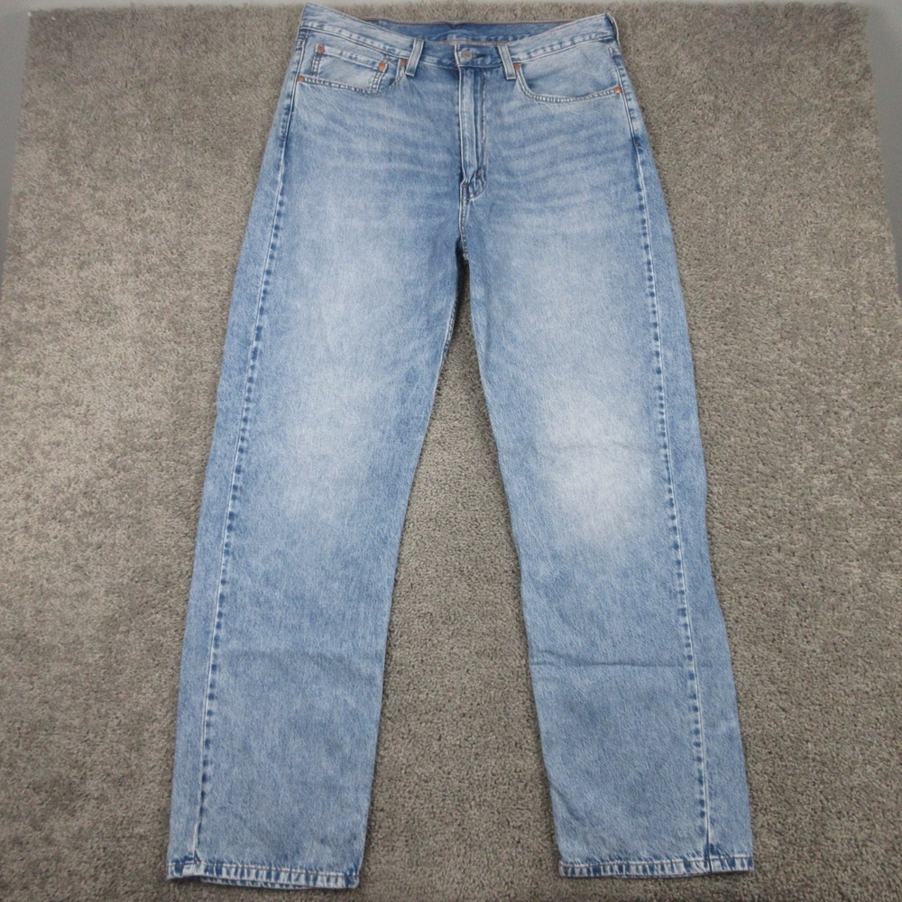 Levis Jeans Mens 34x34 Blue 565 Loose Straight Baggy Faded Whisker Denim Pants